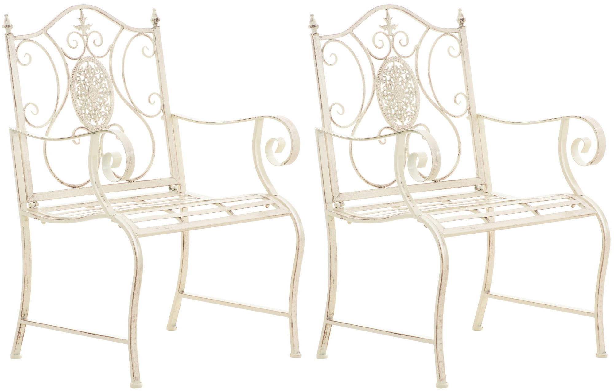 GARTENSTUHL 2er Set Metall antik-creme - Creme, Metall (62/94/53cm) - CLP