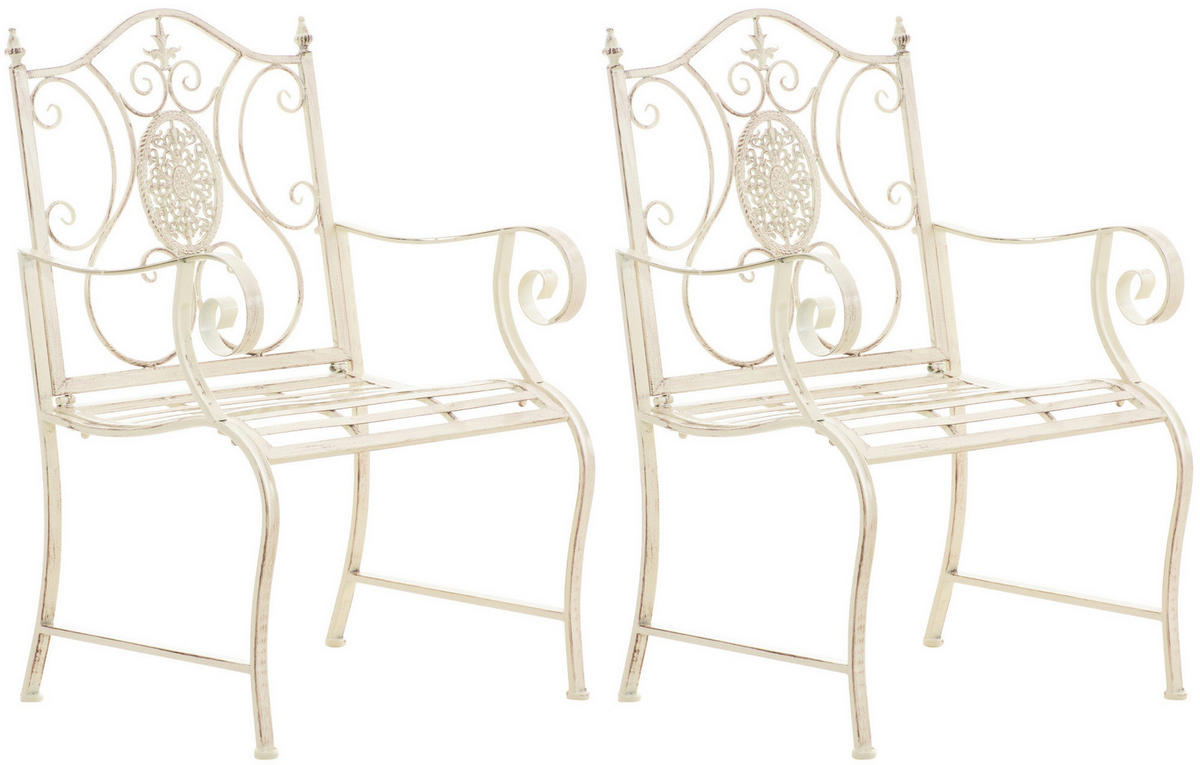 GARTENSTUHL 2er Set Metall antik-creme - Creme, Metall (62/94/53cm) - CLP