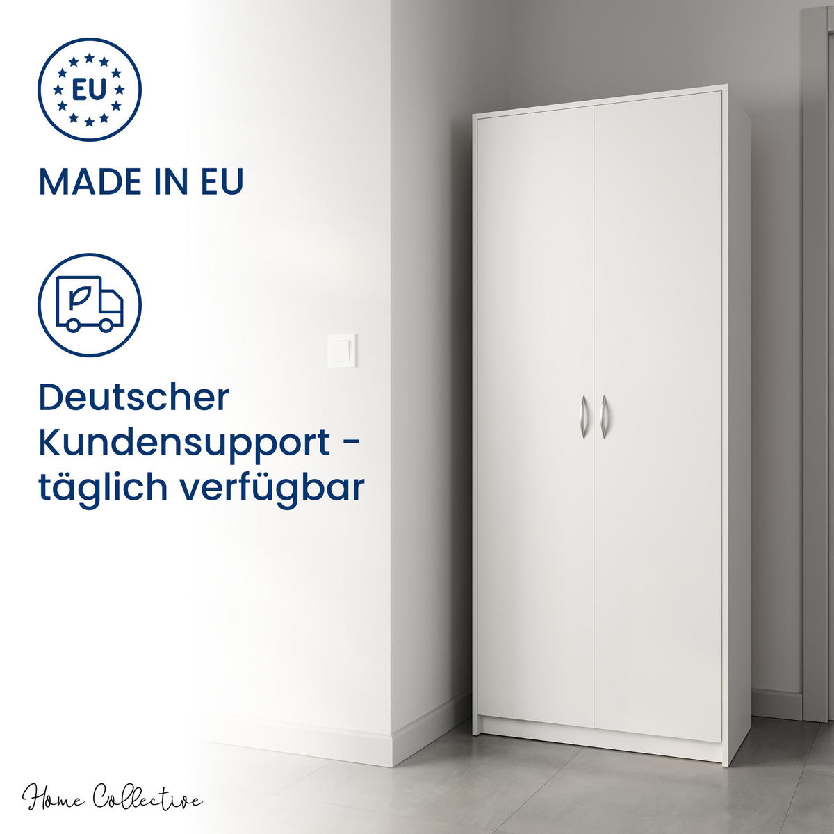 MEHRZWECKSCHRANK mit 5 Fächern und 2 Türen in Weiß - Weiß, Holzwerkstoff (74/180/35cm) - Home Collective