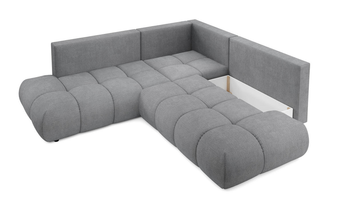 ECKSOFA DUCA II L-S Grau Chenille mit Schlaffunktion - Grau, Holz (266.5/266.5cm) - MASSENO