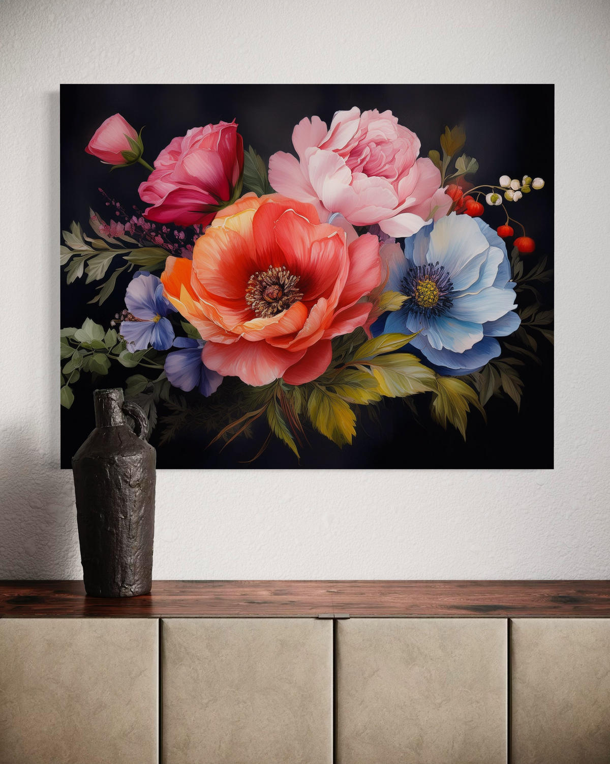 WANDBILD farbige blumen - Multicolor, Textil (60/40cm) - Feeby