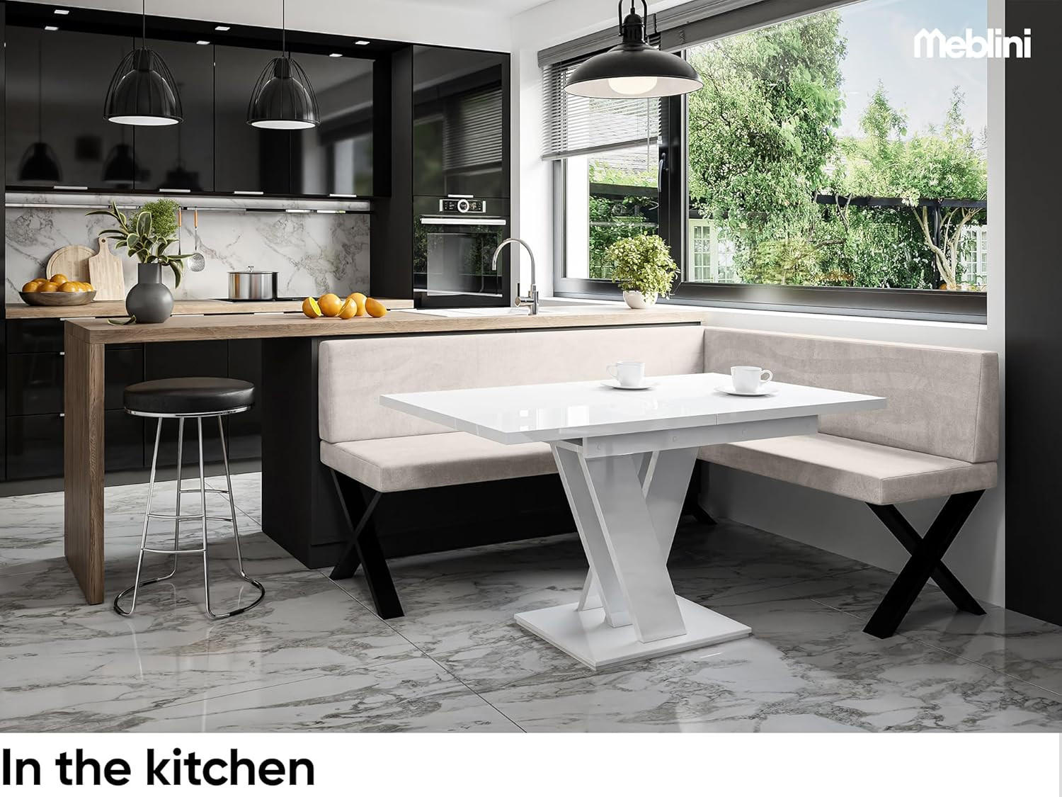 Thumbnail - Meblini Eckbank, Beige, Textil, L-Form, 168x128 cm, Esszimmer, Bänke, Eckbänke