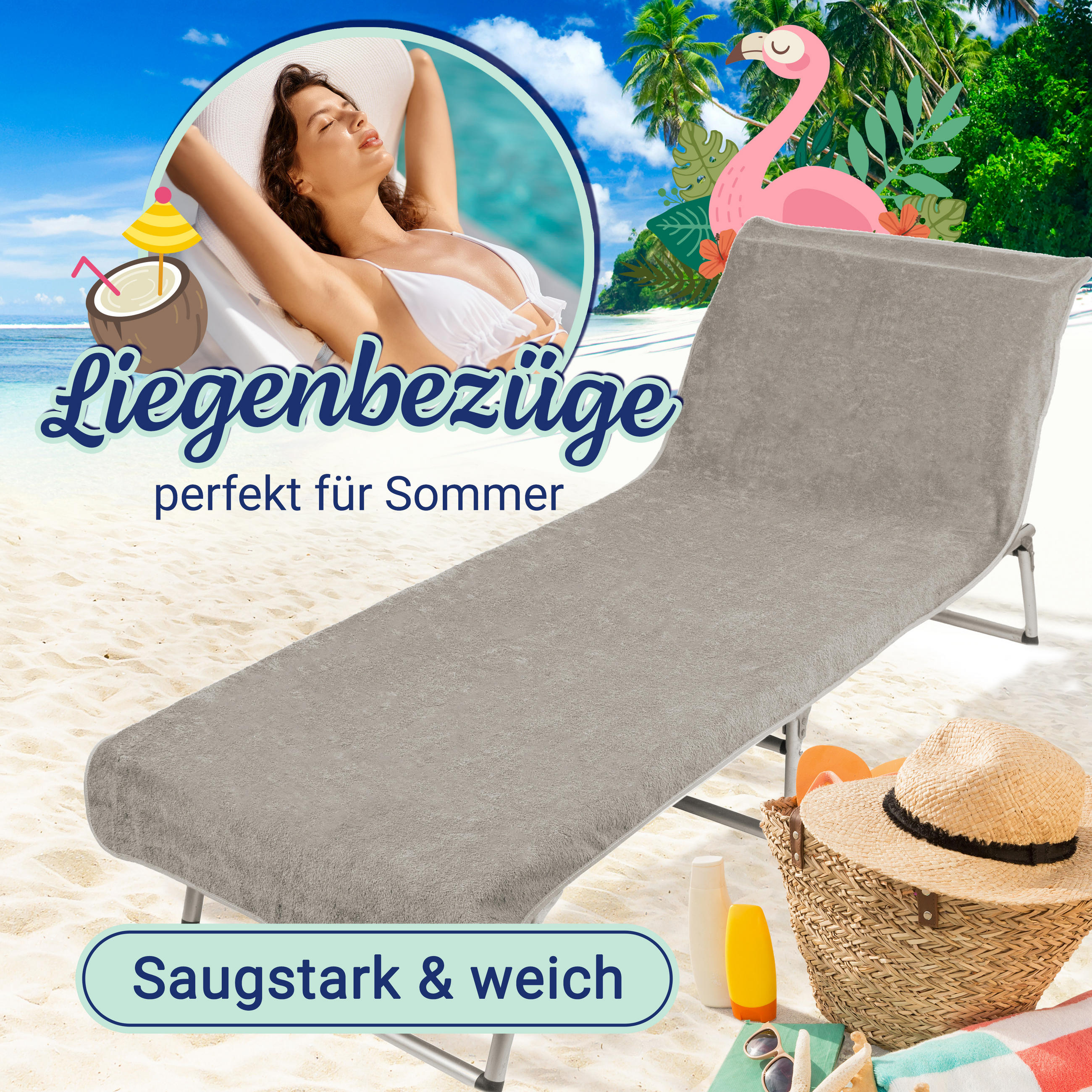 STRANDTUCH, 75x215 cm, 100% Baumwolle, Grau - Grau, Textil (75/215cm) - Zollner