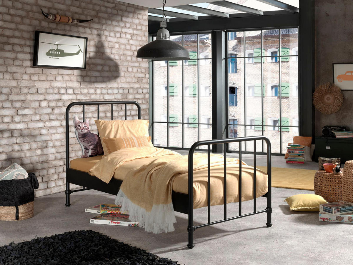 METALLBETT Kay 97x110x206 aus Metall in Schwarz matt - Schwarz, Metall (90/200cm) - 58aufmkessel