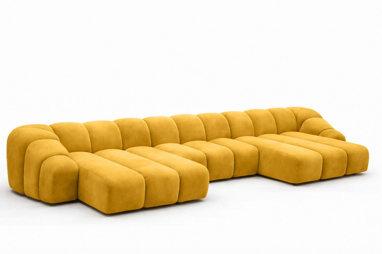 ECKSOFA Modulare U-Form, Veloursstoff Bluvel, Golden, CROISSANT U - Goldfarben, Holz (413/72/190cm) - Kaiser Möbel