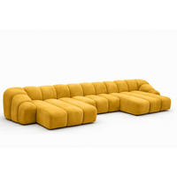 ECKSOFA Modulare U-Form, Veloursstoff Bluvel, Golden, CROISSANT U - Goldfarben, Holz (413/72/190cm) - Kaiser Möbel