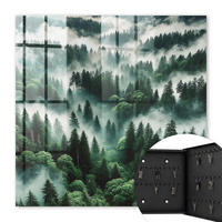 SCHLÜSSELBOX Schwarz 30x30 cm- Türöffnung nach rechts - Nebelwald - Grün, Metall (30/30/5cm) - TULUP