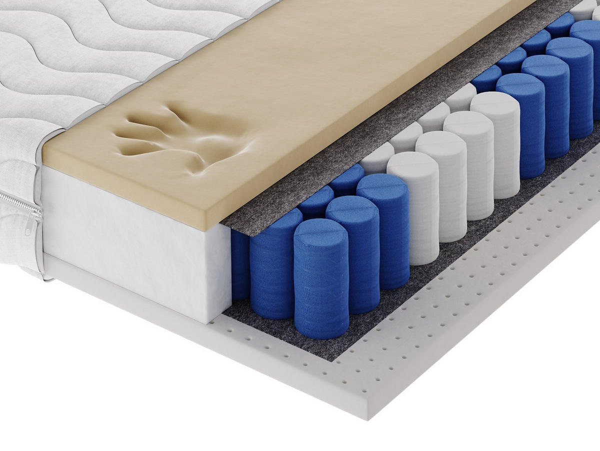 TASCHENFEDERKERNMATRATZE CANTIVO 100x200, H3, Höhe ca.: 20 cm - Weiß, Textil (100/200cm) - MASSENO