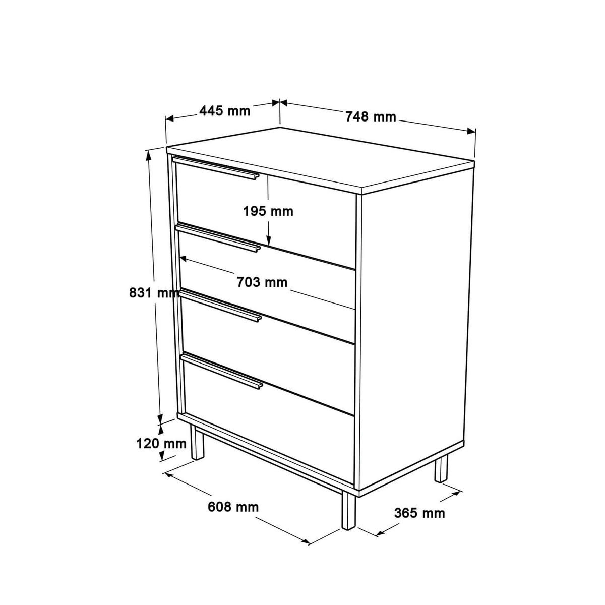 KOMMODE 75/44,5/95 cm - Braun, Holz (75/95/44.5cm) - Mobili Rebecca