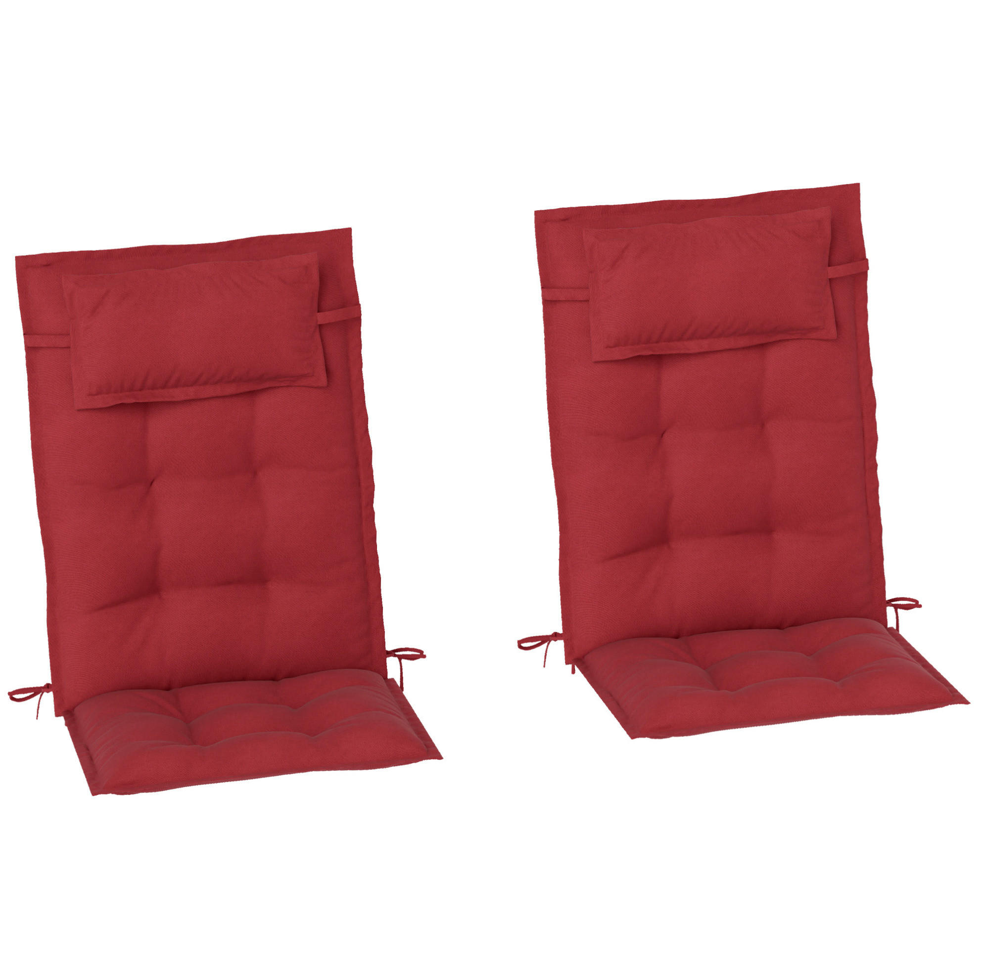 SESSELAUFLAGENSET 2er-Set aus Polyester 50x116x5 cm in Rot mit Bändern - Rot, Textil (50/5/116cm) - Modfu