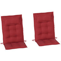 SESSELAUFLAGENSET 2er-Set aus Polyester 50x116x5 cm in Rot mit Bändern - Rot, Textil (50/5/116cm) - Modfu