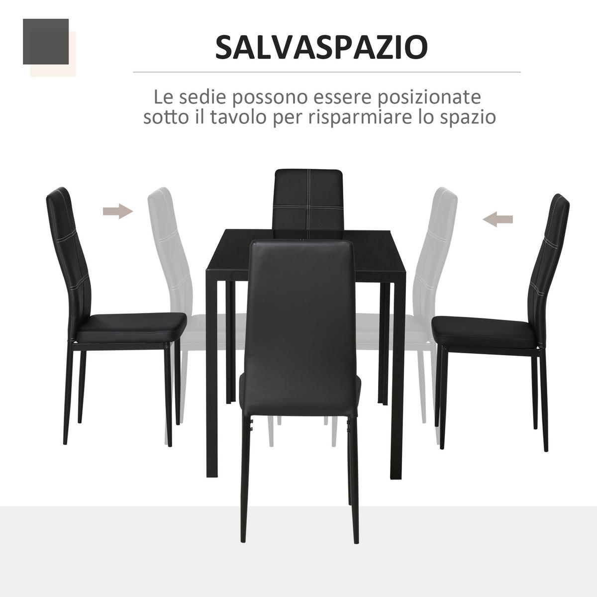 ESSGRUPPE, Stahl-Holz 5-teilig, schwarz - Schwarz, Metall (70/75/120cm) - Vallsero