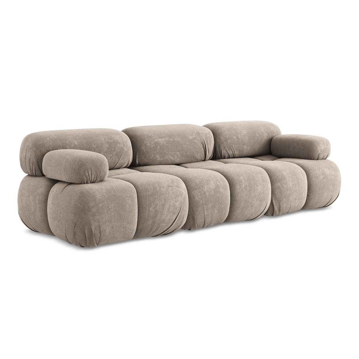 3-SITZER SOFA Chenille Stoff Beige - Beige/Schwarz, Kunststoff/Textil (285/70/96cm) - LaMiaSofa
