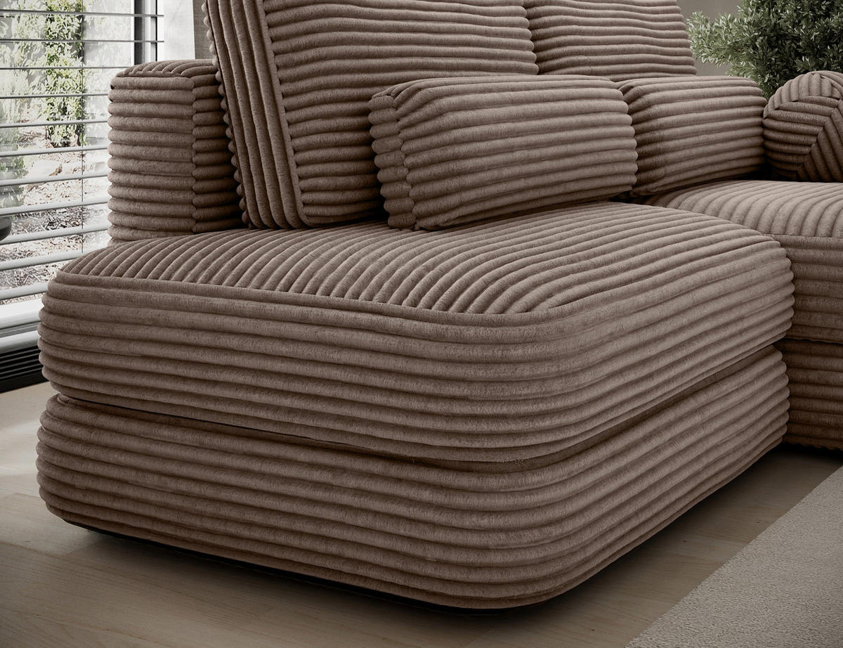 ECKSOFA RIPELI L-Form mit Schlaffunktion & Bettkasten – Modernes 3-Sitzer Sofa, Wellenfederung, 217 × 175 cm - Hellbraun/Schwarz, Kunststoff (175/217cm) - Wohnideebilder