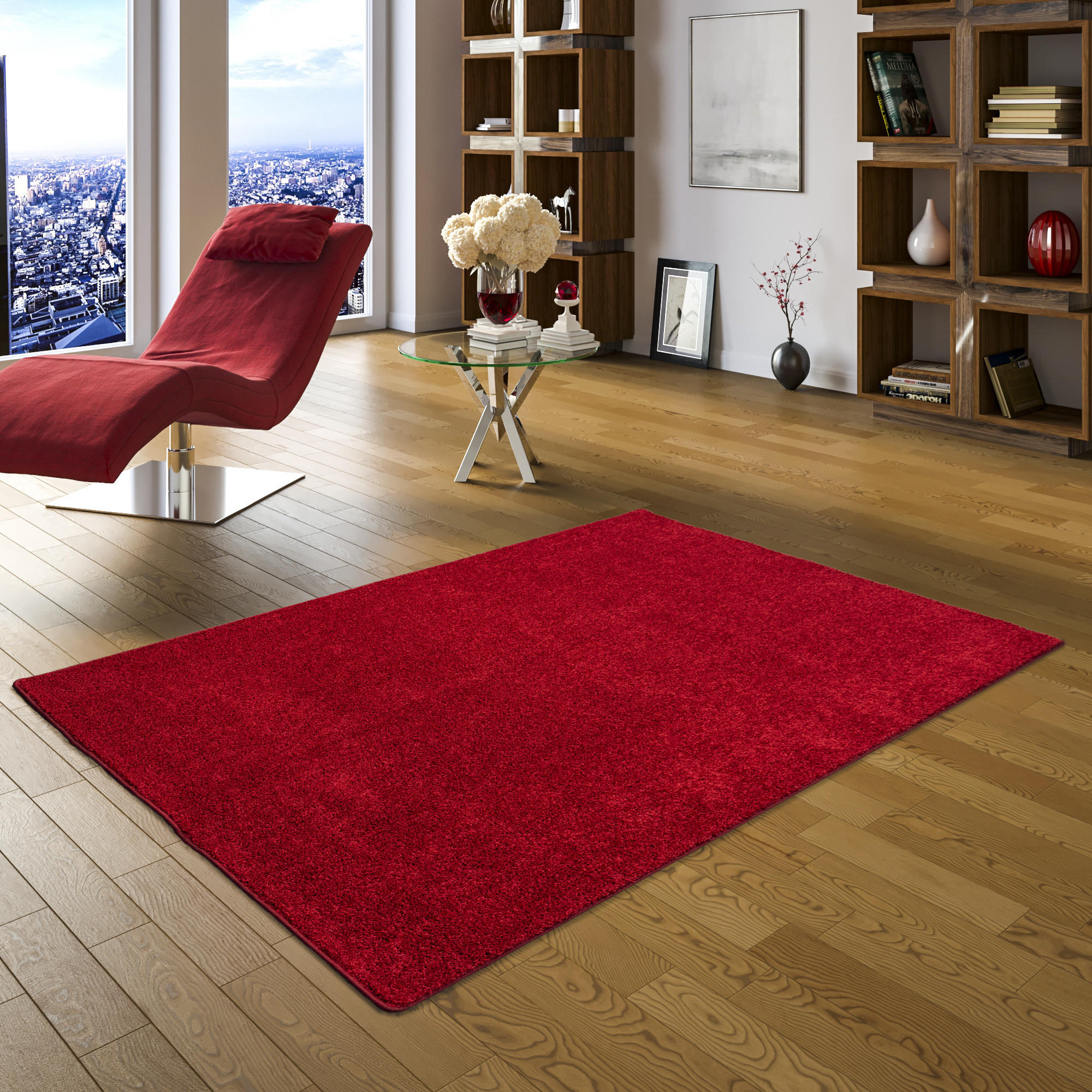 Thumbnail - Snapstyle Hochflor, Rot, Textil, 200x300 cm, Teppiche & Böden, Teppiche, Hochflorteppiche & Shaggys