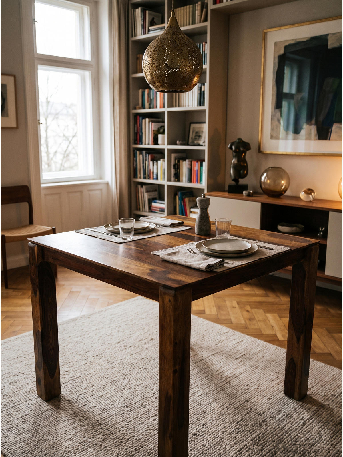 ESSTISCH CHARENTE, Dunkles Massivholz, 80 x 80 x 75 cm - Braun, Holz (80/80/75cm) - KADIMA DESIGN