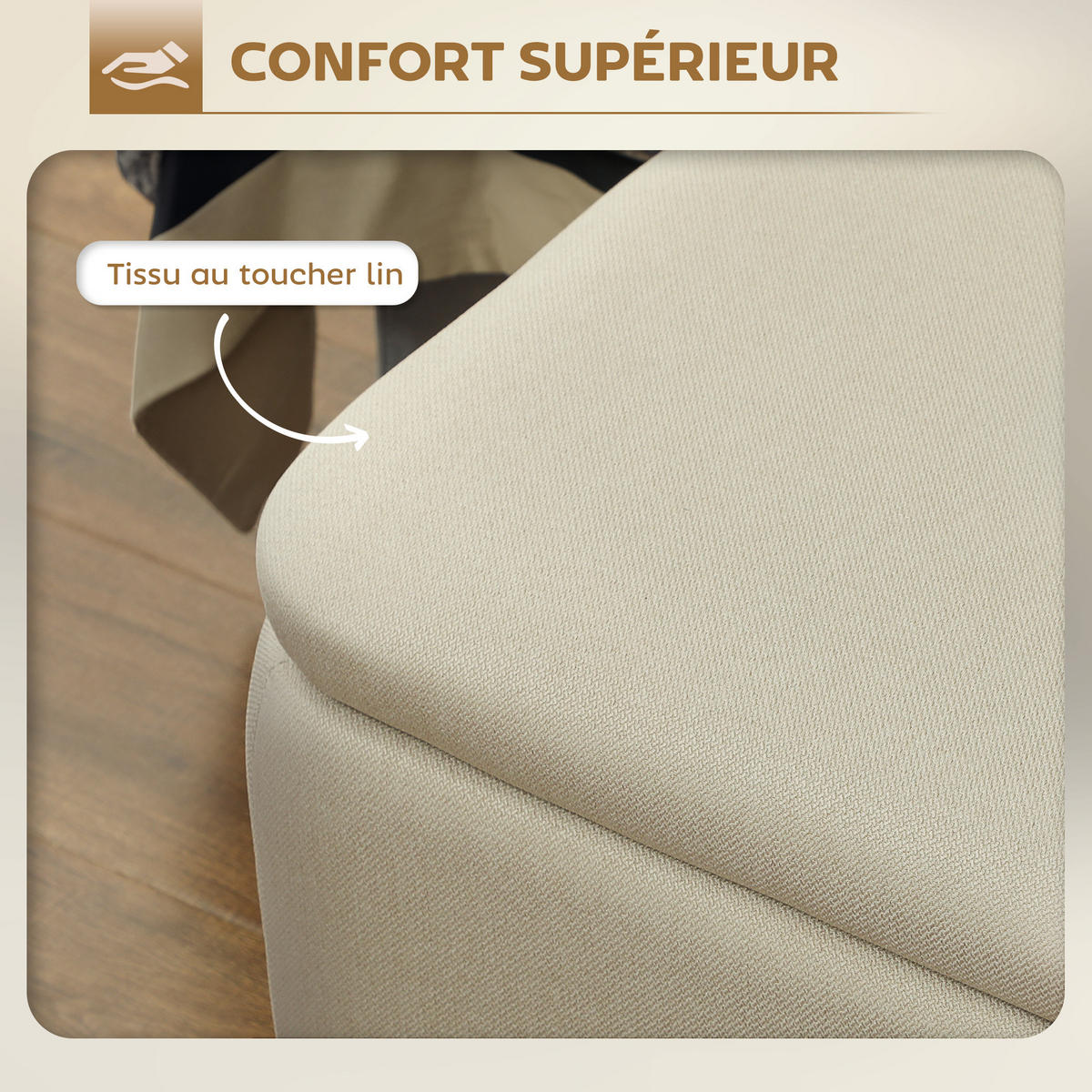 TRUHENBANK DE-16458 2-in-1 mit Stauraum und Samtbezug Beige - Beige, Textil (101/44.5/38.5cm) - ComfortXL