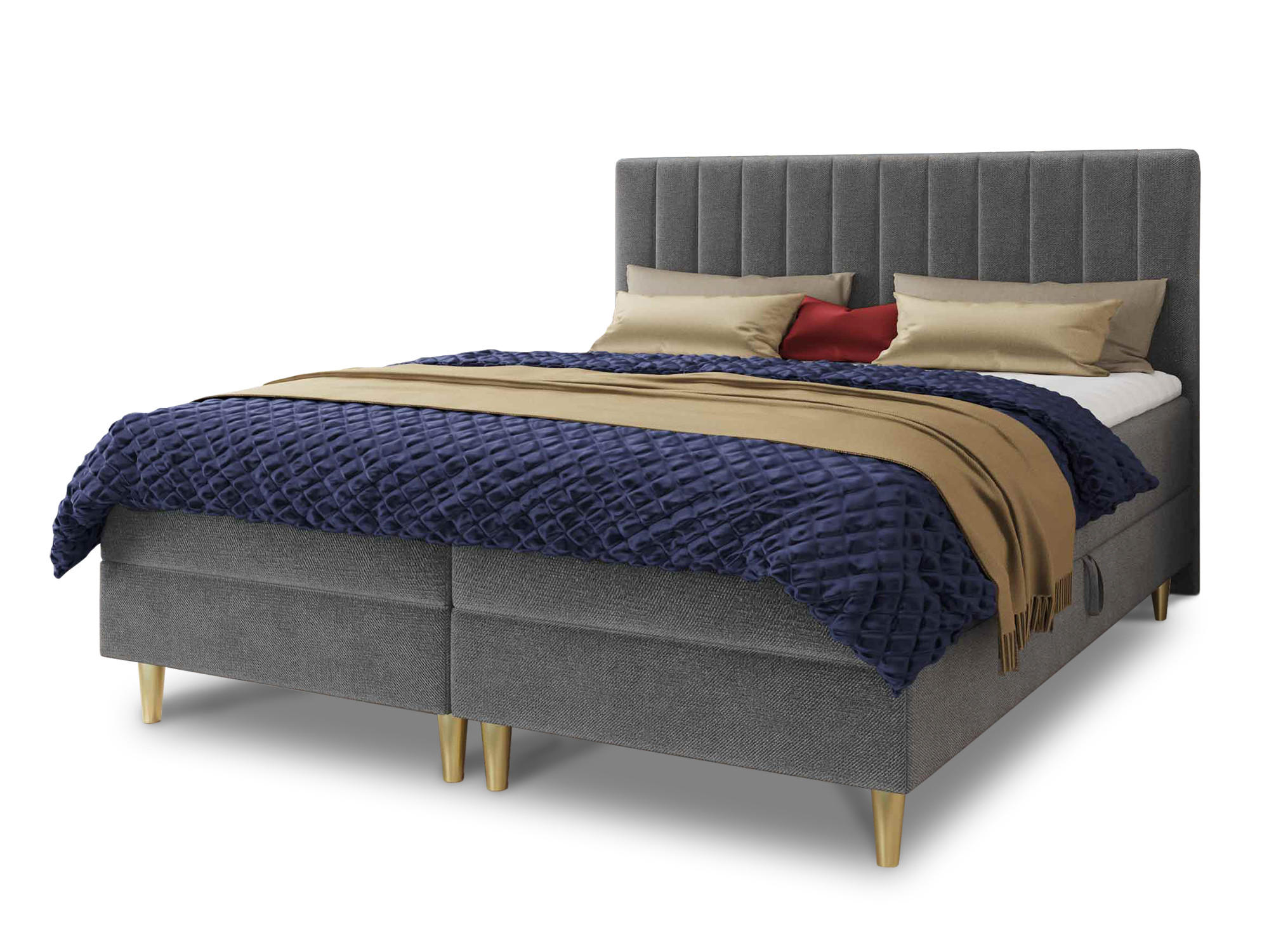 BOXBETT Gold - 180x200 - grau (Manila 16, Velvet) - Gelb/Grau, Holz/Holzwerkstoff (180/200cm) - Sofnet
