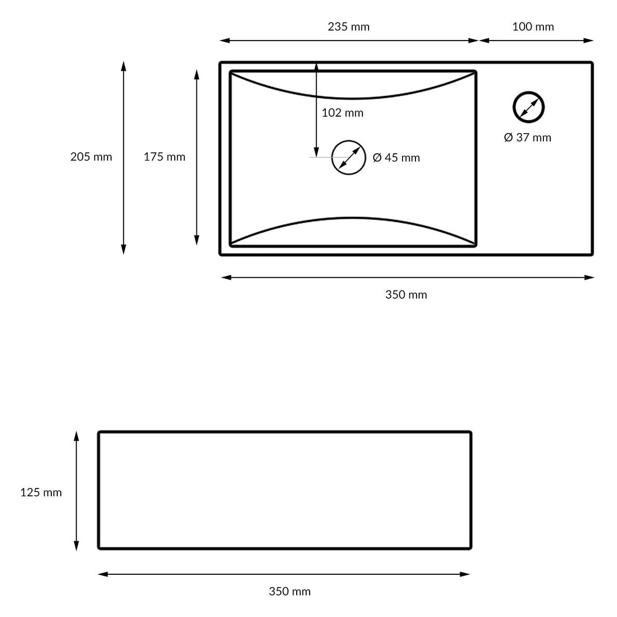 WASCHBECKEN - Weiß, Keramik (25.5/13/33.5cm) - LuxeBath