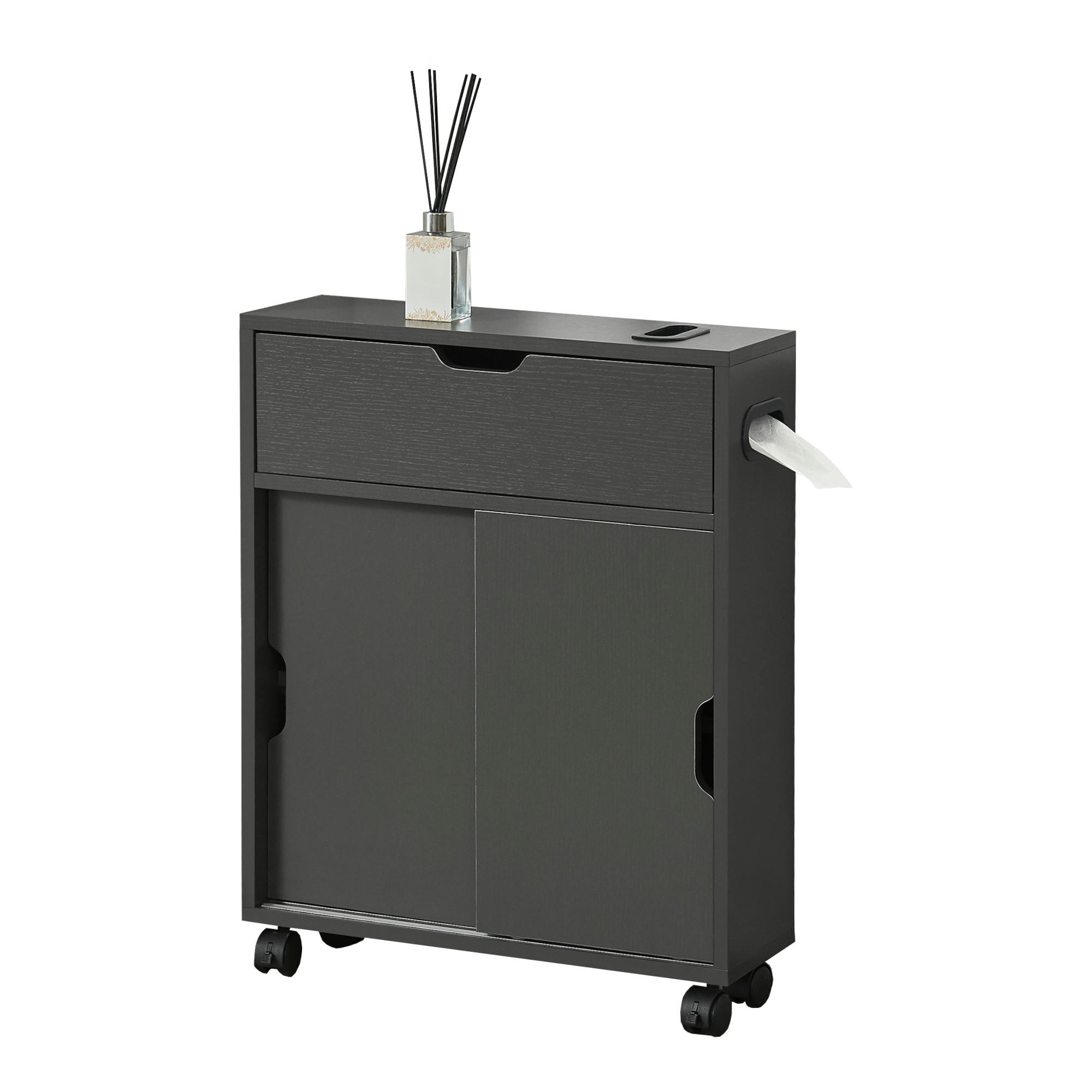 SEITENSCHRANK Kempele - Dunkelgrau, Holzwerkstoff (52/67/17cm) - [en.casa]