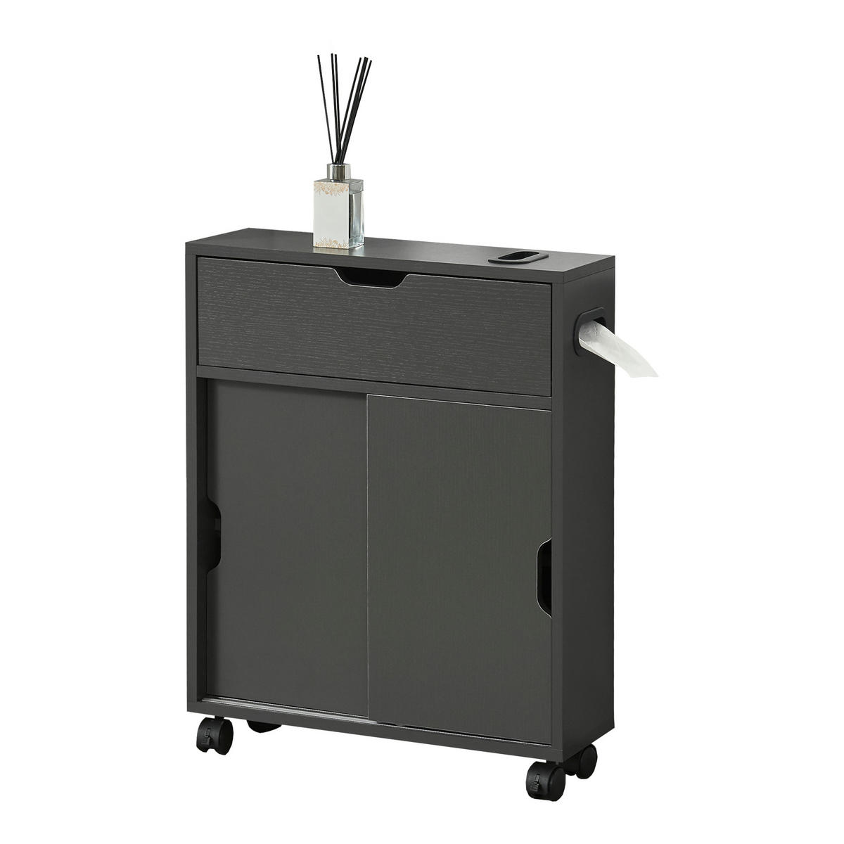 SEITENSCHRANK Kempele - Dunkelgrau, Holzwerkstoff (52/67/17cm) - [en.casa]