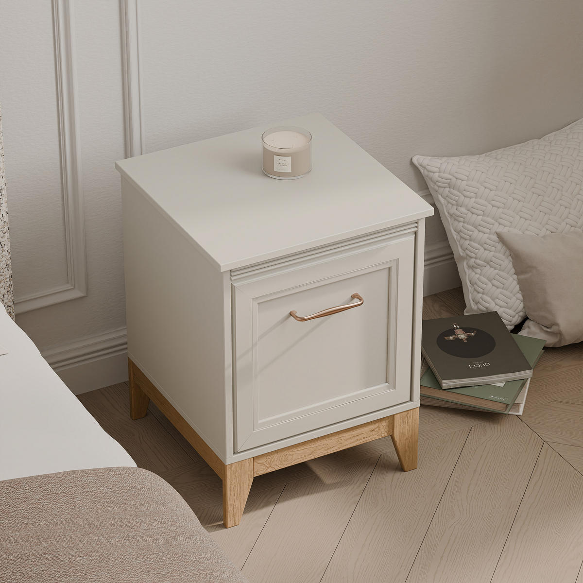 NACHTSCHRANK DIUNA 45/41/62 cm, Kaschmir - Kaschmir, Holzwerkstoff/Metall (45/62/40.5cm) - Idohome