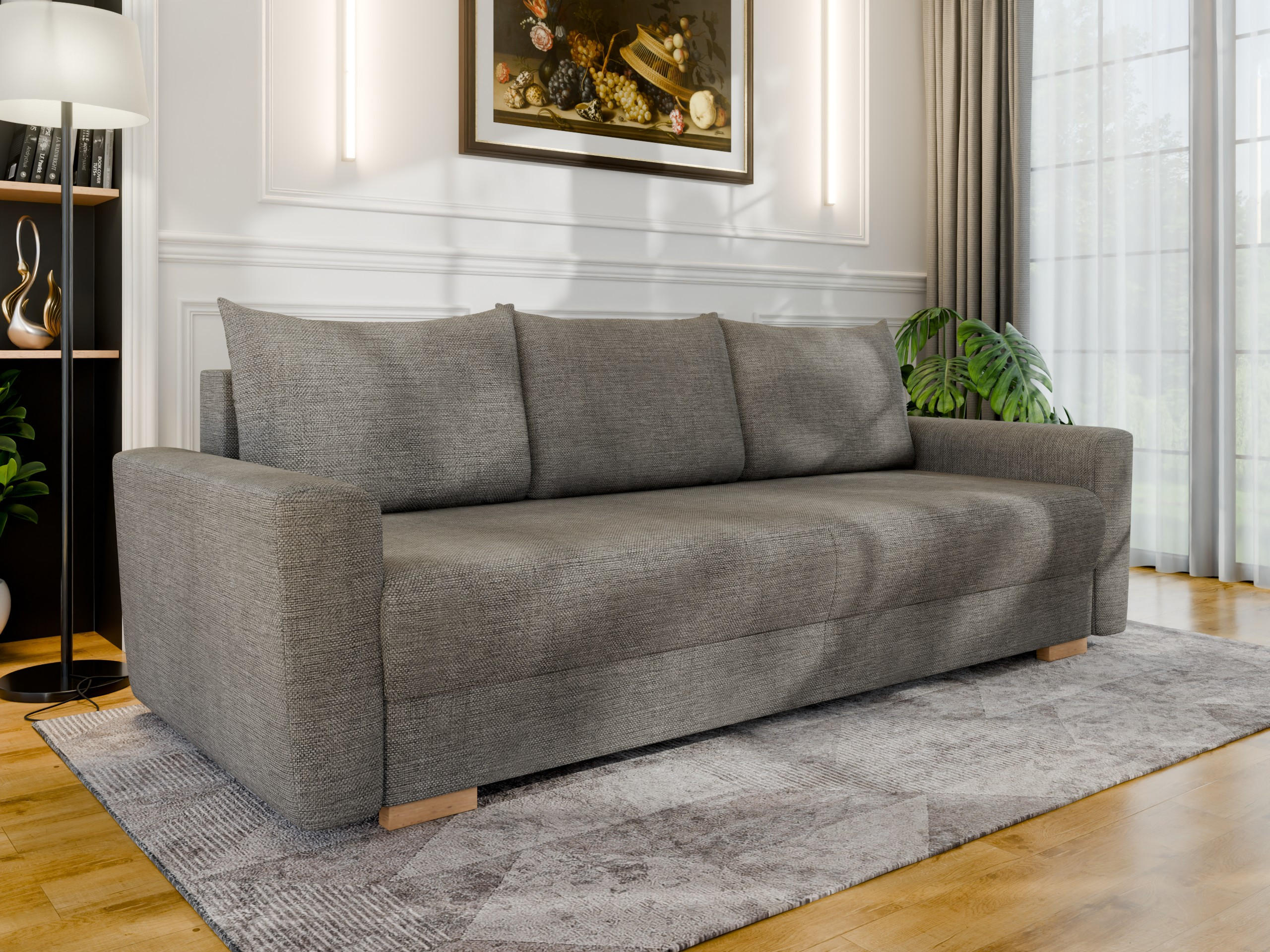 3-SITZER-SCHLAFSOFA ELMA mit Bettfunktion, grau - Grau, Holz (92.5/79/230cm) - Panda Möbel