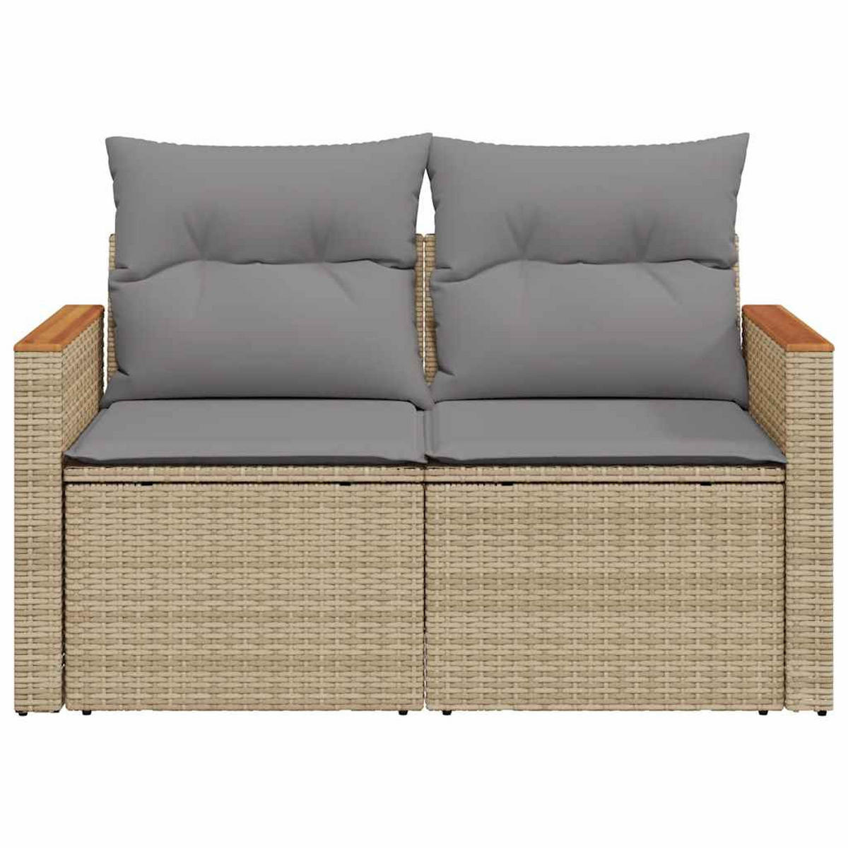 GARTENSOFA Mit Kissen 2-Sitzer Beige Poly Rattan - Beige, Kunststoff (124/69/62cm) - vidaXL