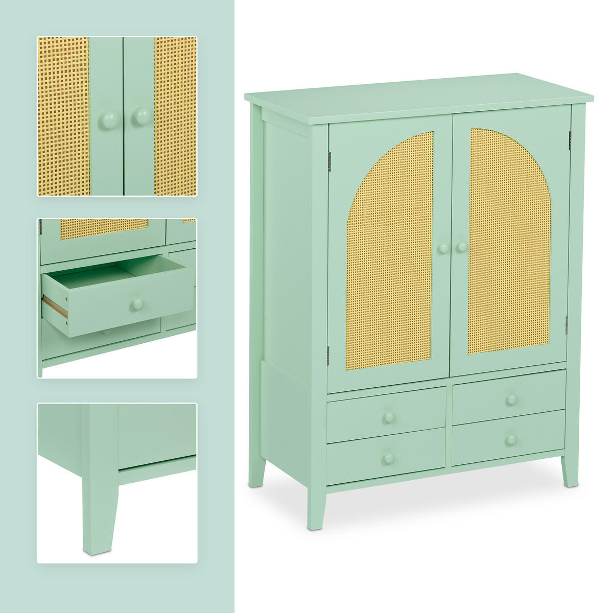 SIDEBOARD - Türkis, Holzwerkstoff/Kunststoff (70/90/34cm) - Relaxdays
