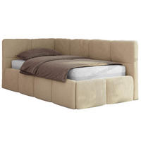 JUGENDBETT ARVO 90/200 - Beige Plüsch - Multipocket-Matratze - Links Seite - Beige, Textil (90/200cm) - MKS