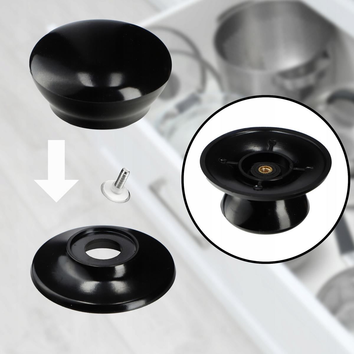 DECKEL mit schwarzem Griff, 30 cm, 1 Stück - Transparent, Glas/Kunststoff (30cm) - KADAX