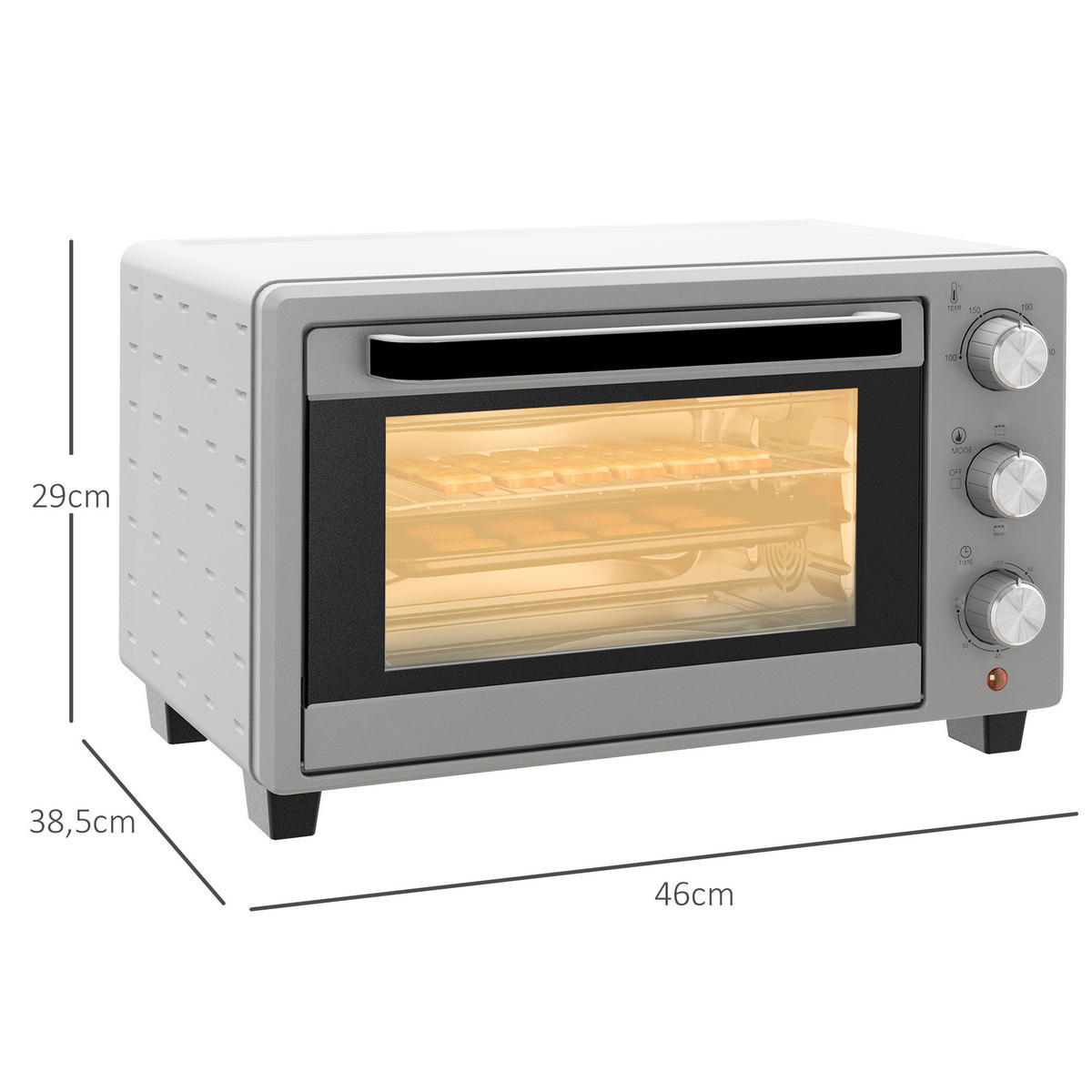 MINIBACKOFEN Metall Edelstahl Silber - Silberfarben, Metall (46/38.5/29cm) - HOMCOM