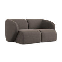 2-SITZER-SOFA Bouclé Stoff Braun - Schwarz/Mokka, Holzwerkstoff/Kunststoff (174/75/94cm) - Makamii