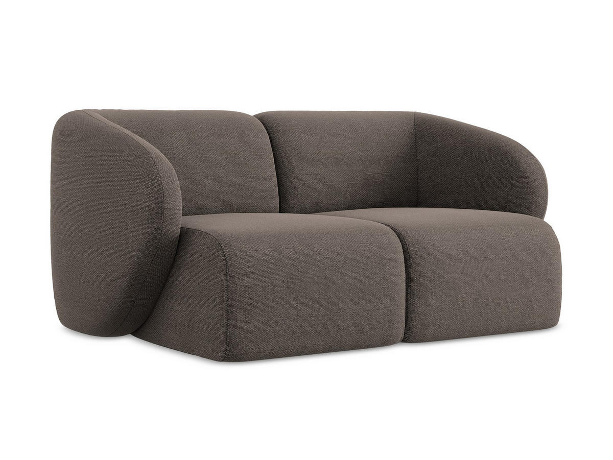 2-SITZER-SOFA Bouclé Stoff Braun - Schwarz/Mokka, Holzwerkstoff/Kunststoff (174/75/94cm) - Makamii
