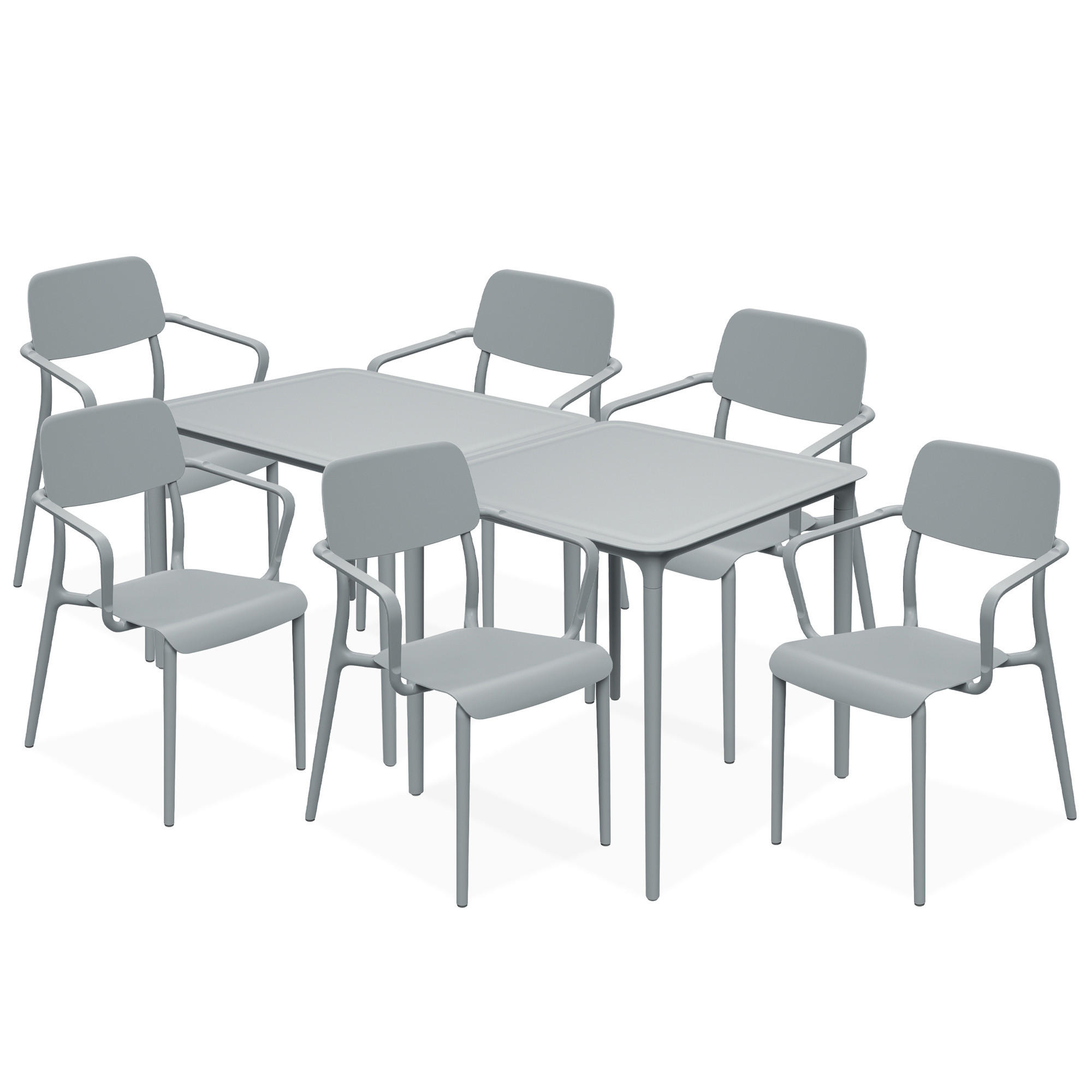 GARTENMÖBEL-SET GALIO, 8-tlg - Grau, Kunststoff - KONSIMO®