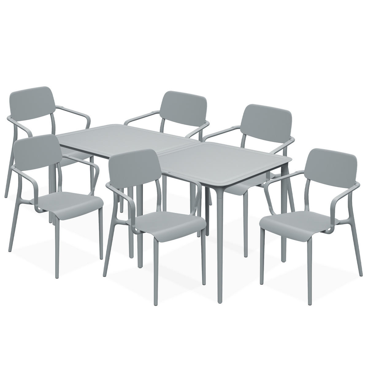 GARTENMÖBEL-SET GALIO, 8-tlg - Grau, Kunststoff - KONSIMO®