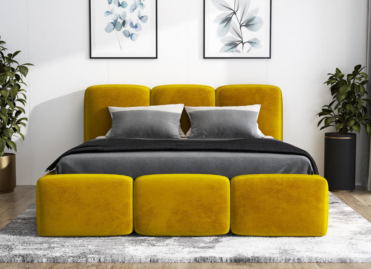 POLSTERBETT STAR 180x200 Goldfarben - Goldfarben, Textil (180/200cm) - A&J MöbelLand