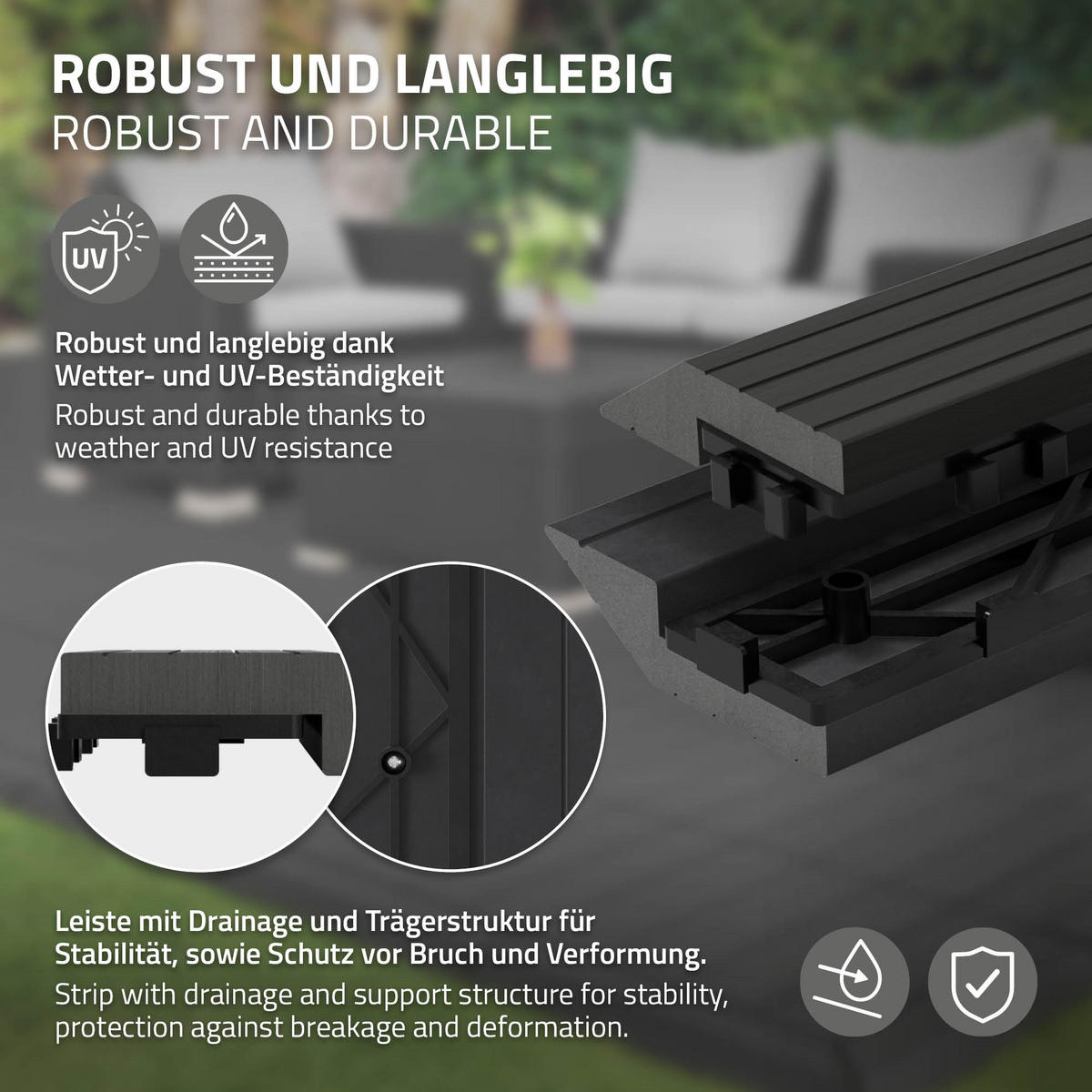 ABSCHLUSSLEISTE WPC gerade Anthrazit - Anthrazit, Holzwerkstoff (30/2/7.5cm) - ML-DESIGN