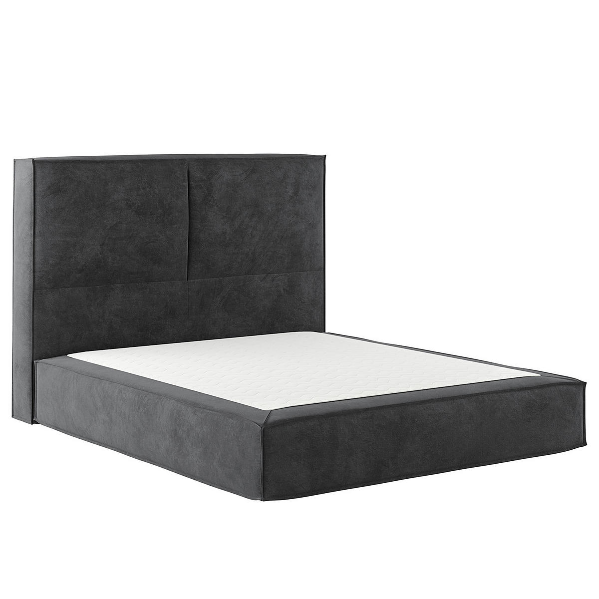 BOXSPRINGBETT mit Kopfteil - Premium - Anthrazit, Textil (200/200cm) - home24