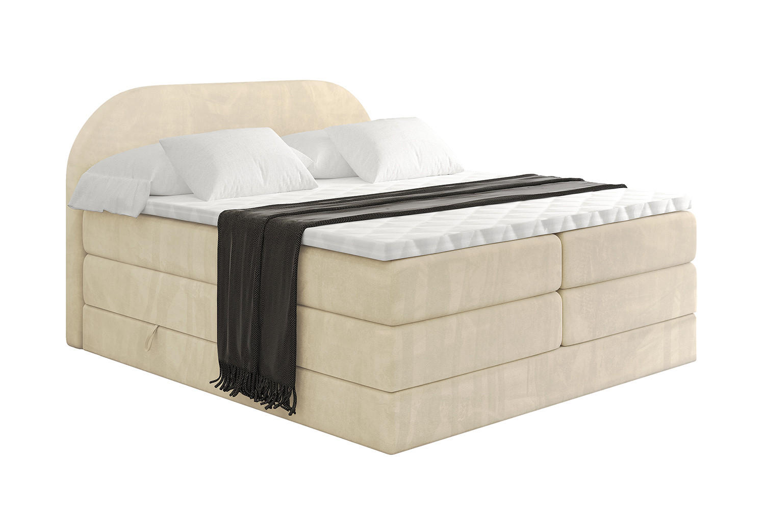 BOXSPRINGBETT mit Matratze und Lattenrost - NOX KING-120x200 - Beige Monolith - Beige, Holzwerkstoff (120/200cm) - ALTDECOR