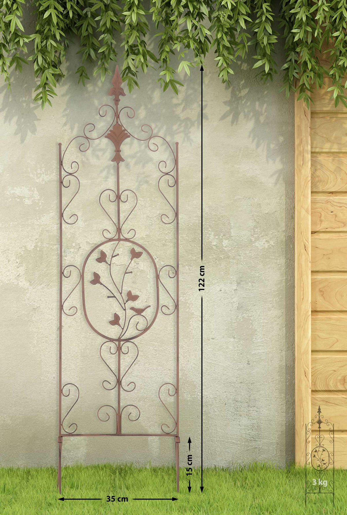 RANKGITTER 2er Set Metall antik braun - Braun, Metall (35/122/1cm) - CLP