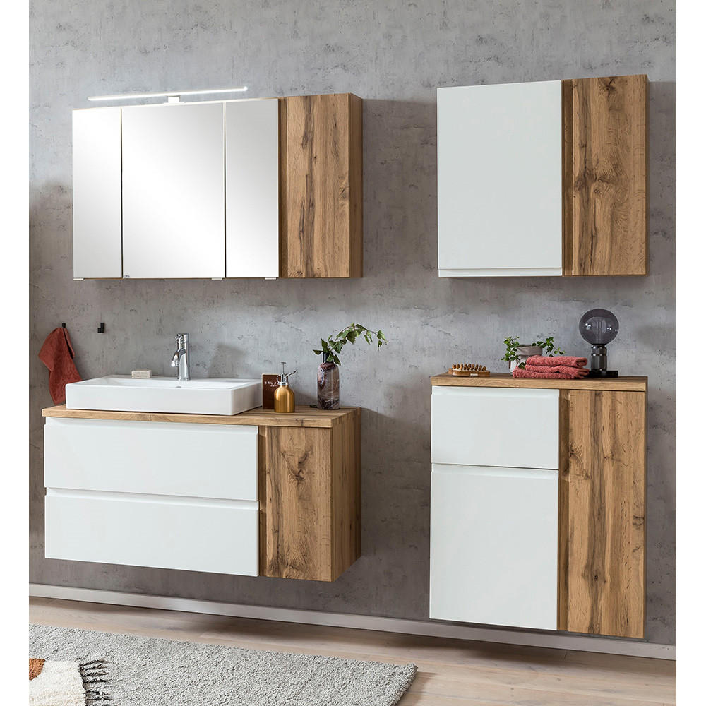 BADMÖBEL-SET 4-TLG. Vasto-03 - Weiß, Holzwerkstoff (185/200/47cm) - Lomado