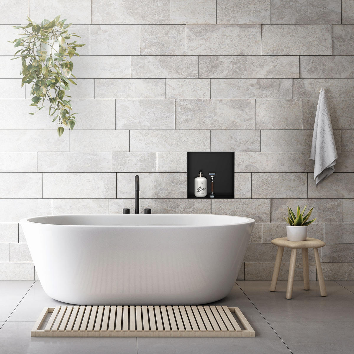 DUSCHNISCHE Schwarz 30/30 cm - Schwarz, Metall (34/10/34cm) - LuxeBath