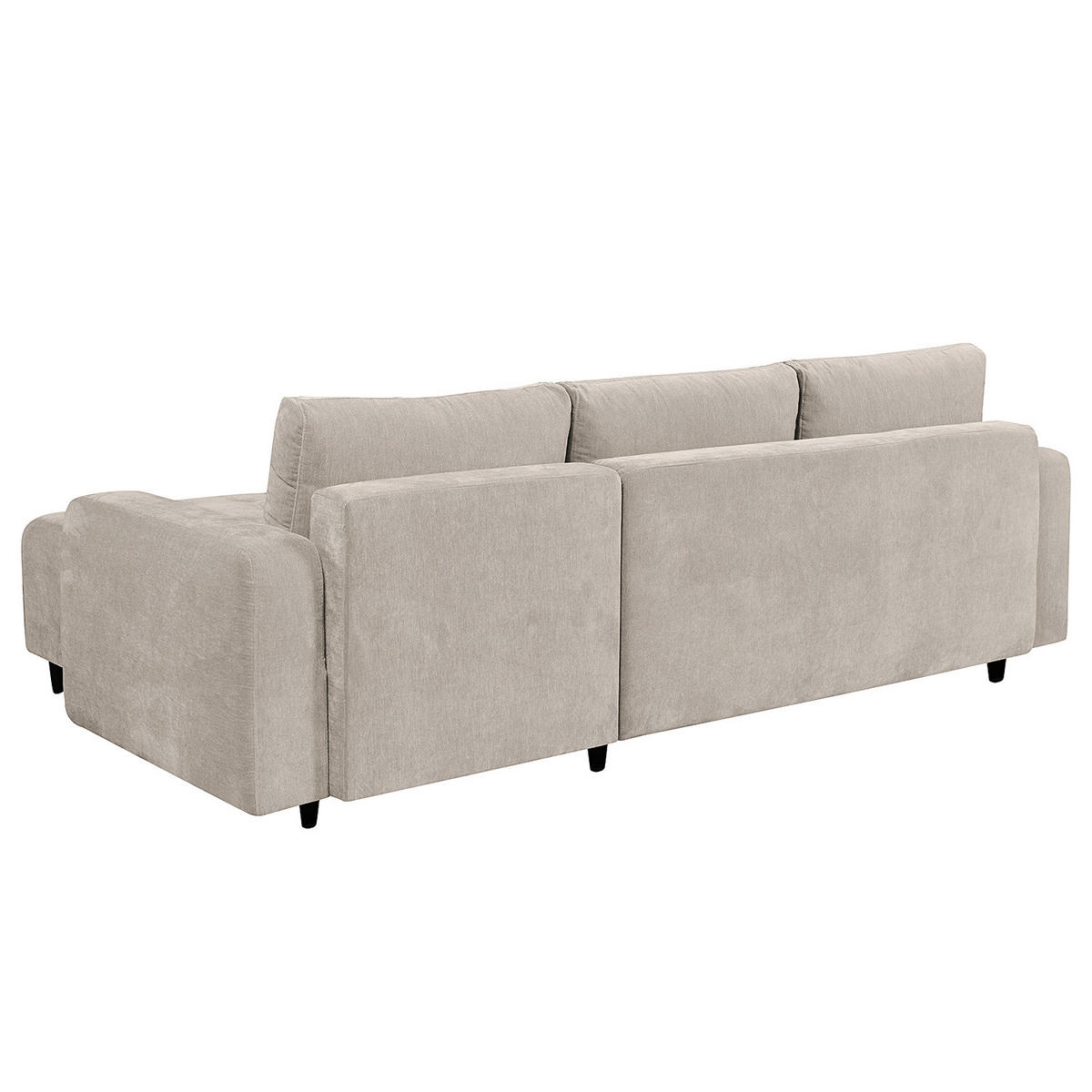 ECKSOFA mit Schlaffunktion - Flachgewebe - Schwarz/Grau, Holz/Textil (240/156cm) - home24