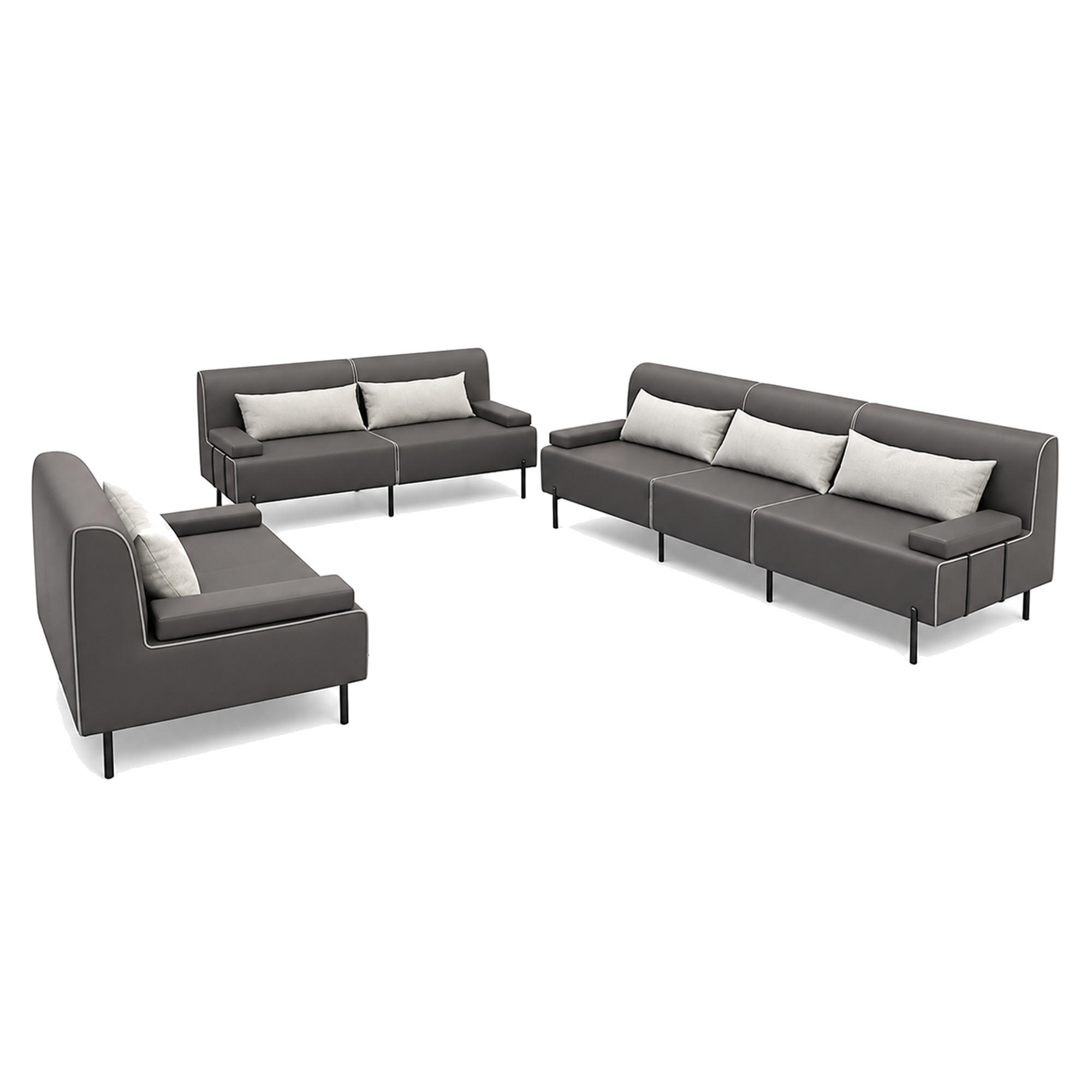 GARTENMÖBEL Set 2 x Sofa und Sessel, BORNEO, UV-beständig, Solide Konstruktion, HR-Schaumfüllung, Wetterfeste Bezugstoff, Dunkelgrau - Dunkelgrau, Holz - Trada