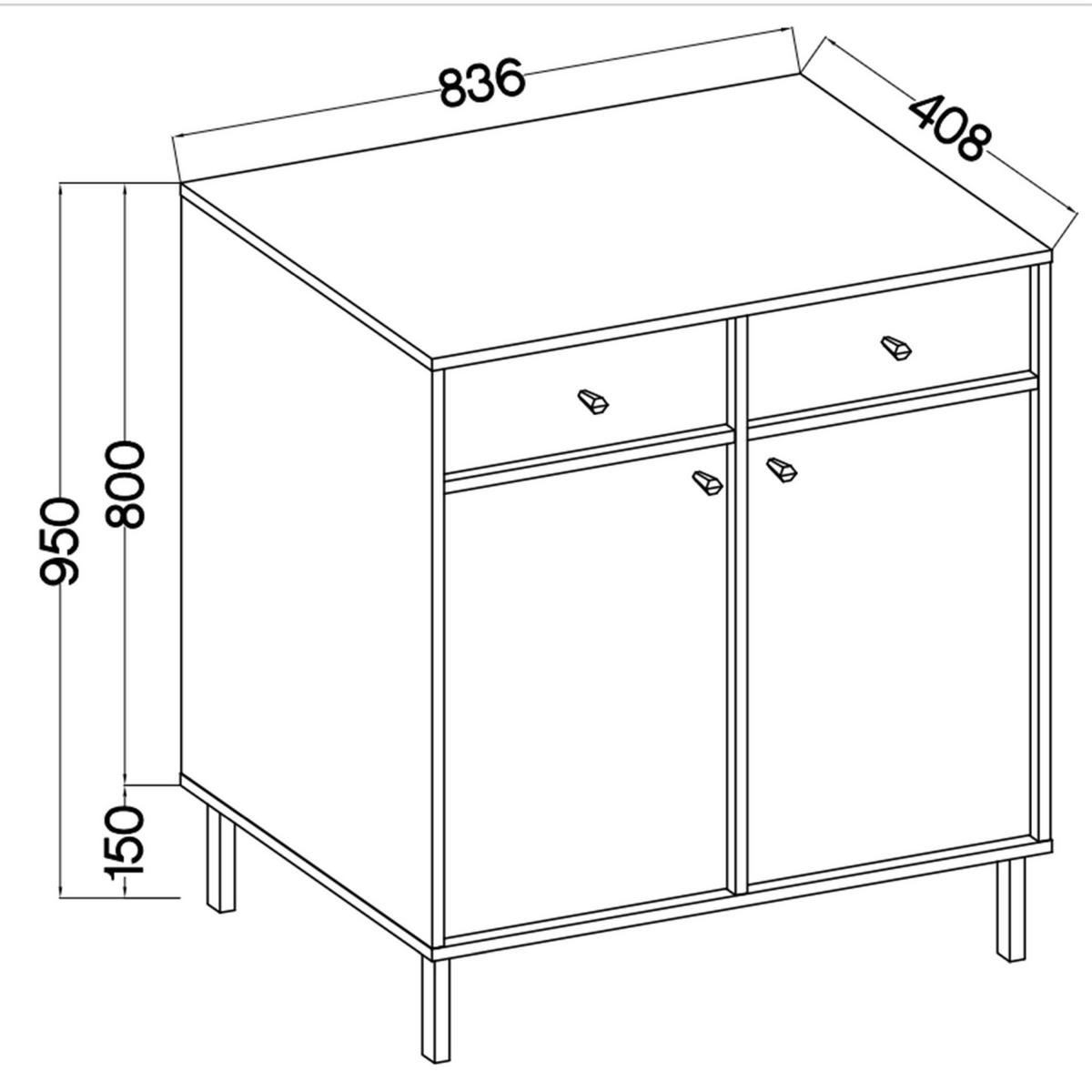 SIDEBOARD Oktio Schwarz-Graphit 84 cm - Goldfarben/Schwarz, Holzwerkstoff/Metall (83.6/95/40.8cm) - Selsey