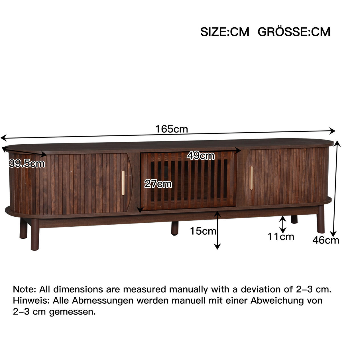 TV-ELEMENT mit Schiebetür und Klapptür 165 x 39,5 x 46 cm MDF Braun - Braun, Holzwerkstoff (39.5/46/165cm) - Beauniv
