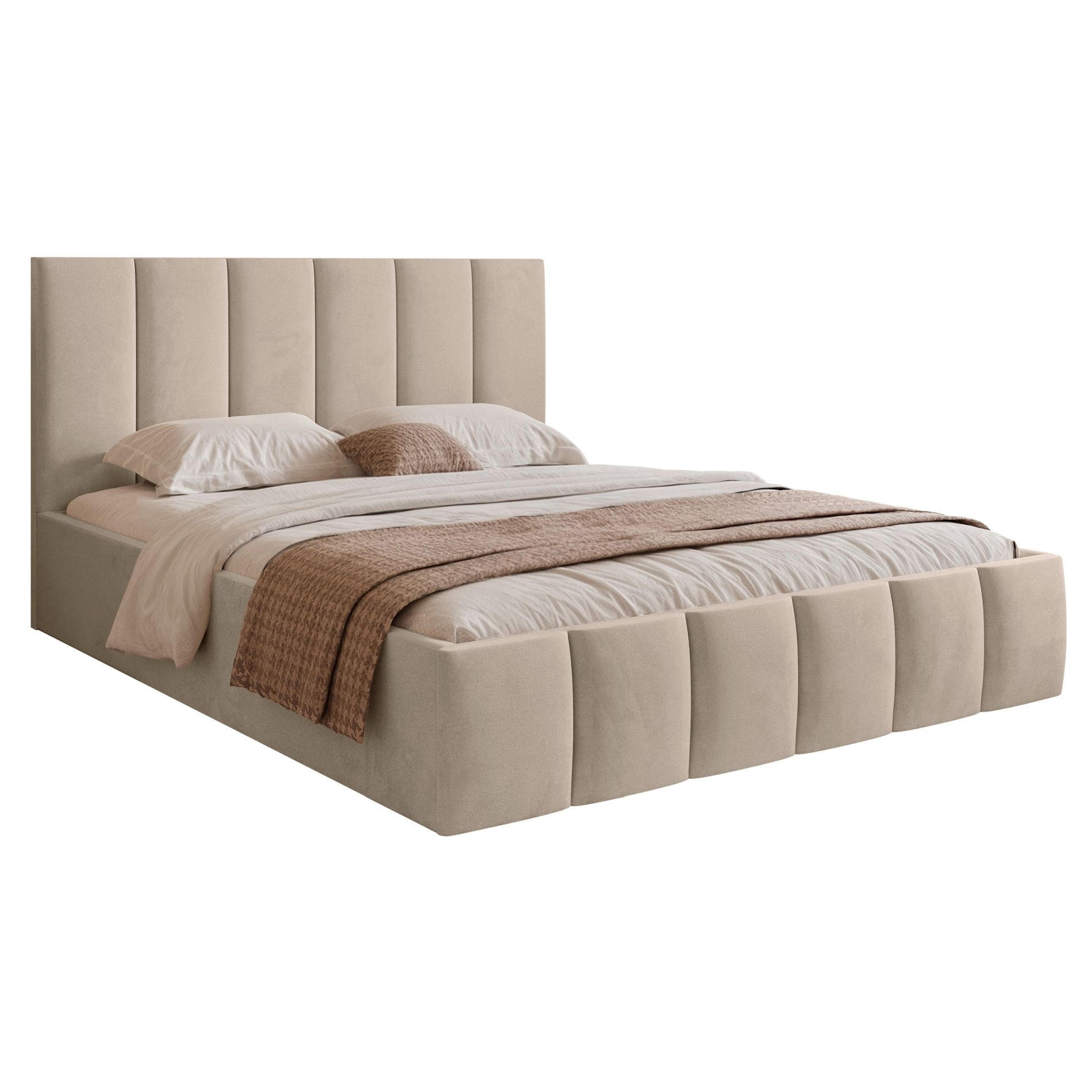 POLSTERBETT Sarafino Beige Samt 180x200 cm - Beige, Textil (180/200cm) - Selsey