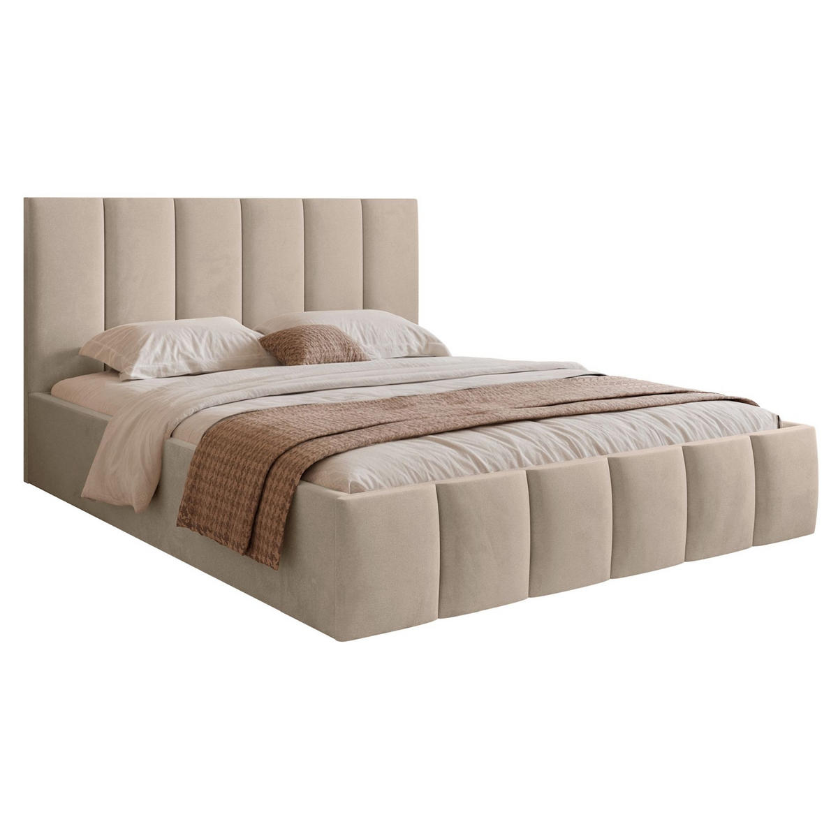POLSTERBETT Sarafino Beige Samt 160x200 cm - Beige, Textil (160/200cm) - Selsey