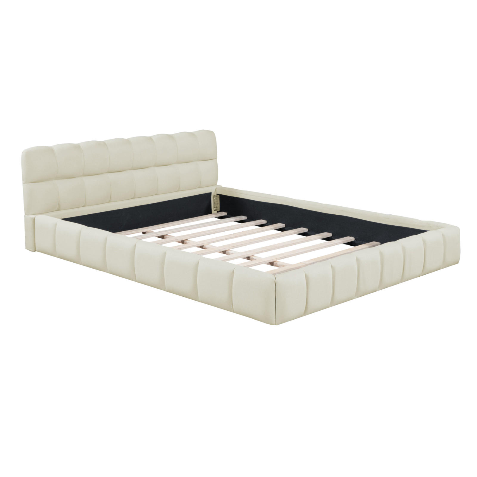 POLSTERBETT 140x190 cm, Beige, Leinen - Beige, Textil/Metall (140/190cm)